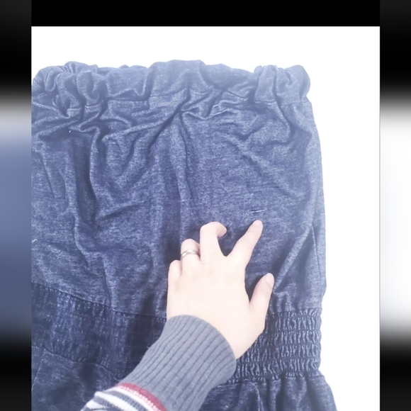 Vintage Women's Strapless Romper With Side Pockets Elastic Small Navy Blue Nana - Picture 5 of 9